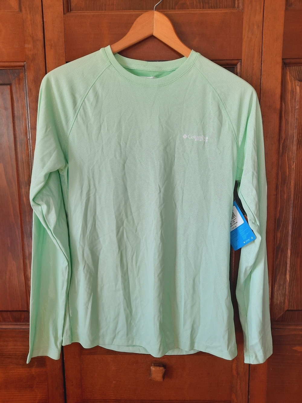 NWT Columbia PFG UPF 50+ Tidal Deflector Light Green Reflective Long Sleeve Top
